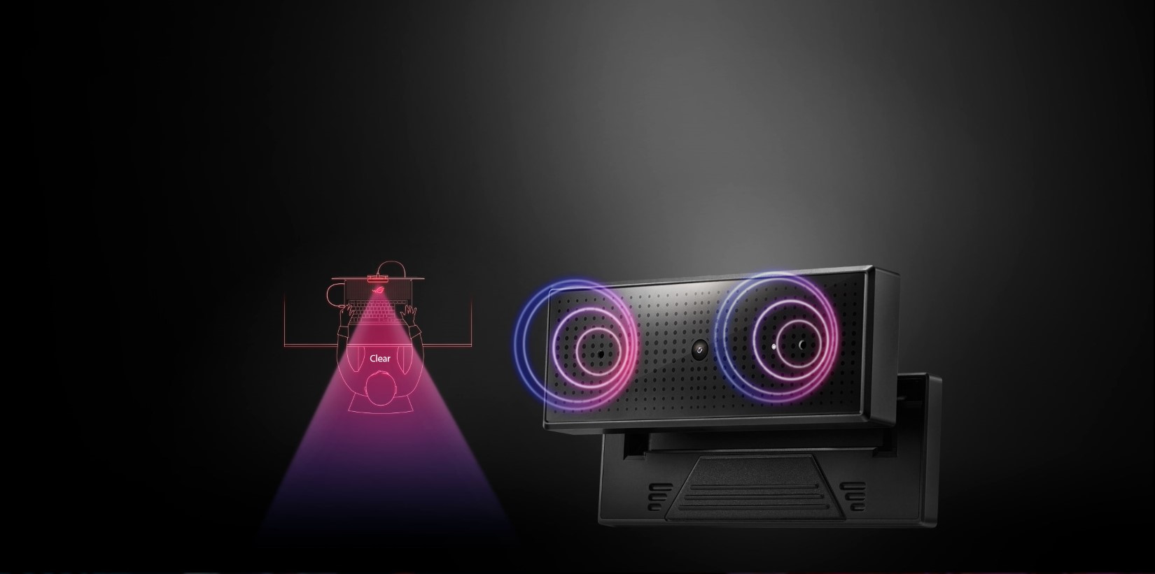 Webcam Asus ROG Eye trang bị microphone kép cho tiếng trong và cho chất lượng ghi âm cao cấp